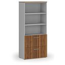 Skříň se zásuvkami pro závěsné složky PRIMO GRAY, 800 x 420 x 1781 mm, šedá/ořech