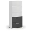 Skříň se zásuvkami pro závěsné složky PRIMO WHITE, 800 x 420 x 1781 mm, bílá/grafit