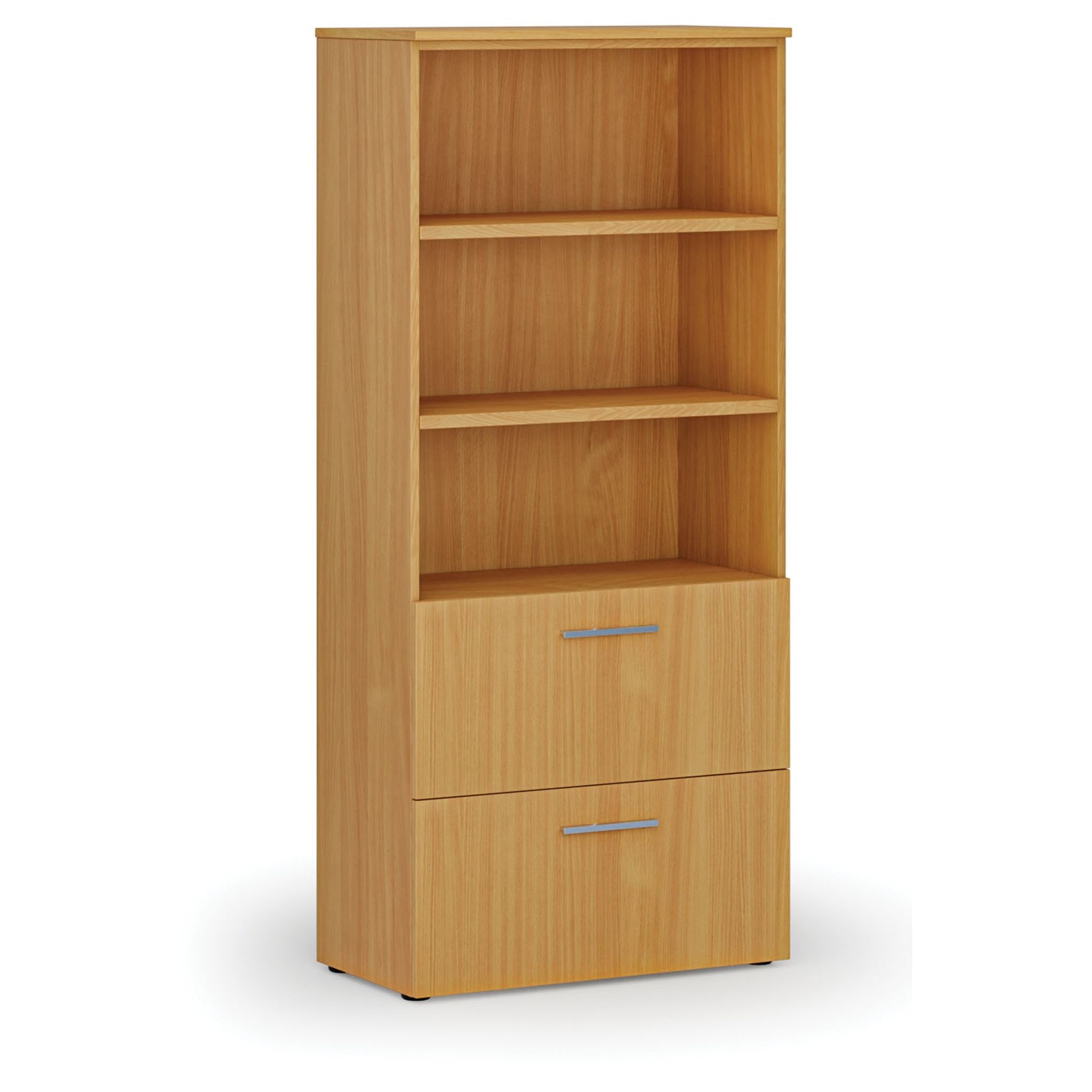 Skříň se zásuvkami pro závěsné složky PRIMO WOOD, 800 x 420 x 1781 mm, buk