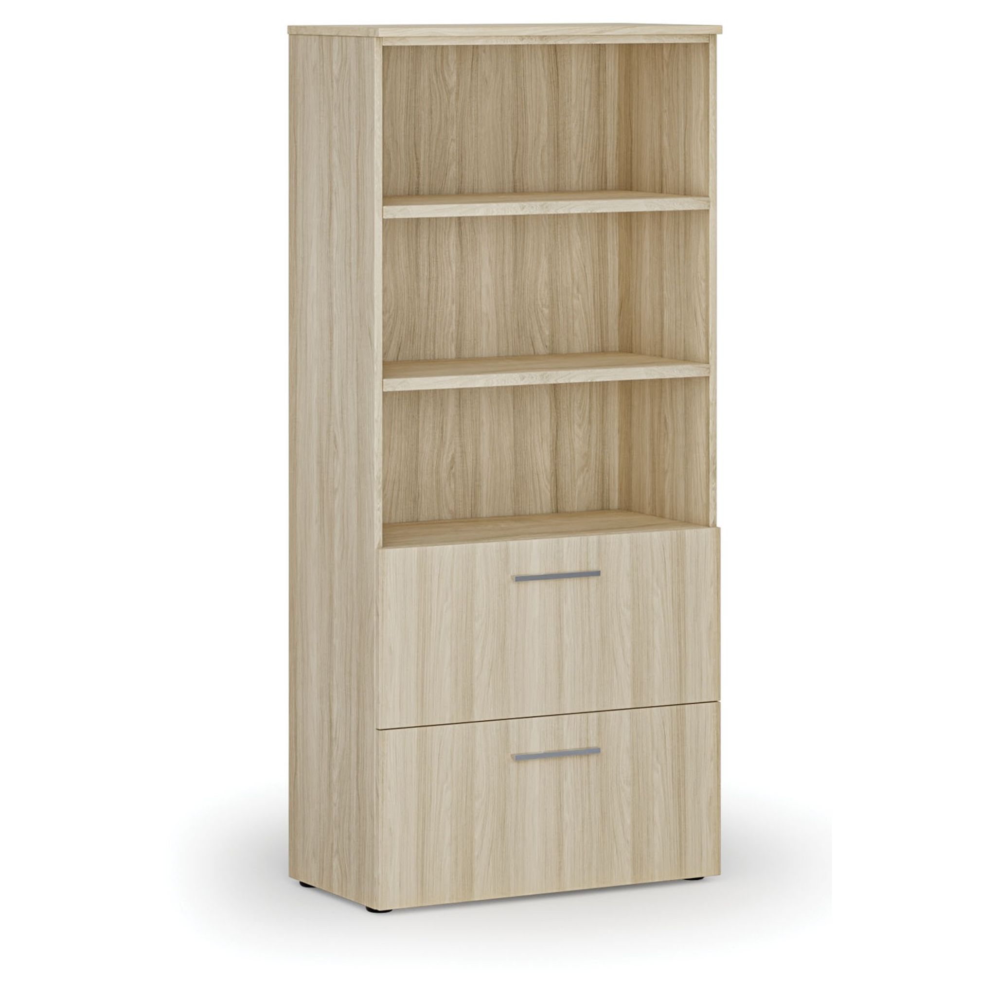 Skříň se zásuvkami pro závěsné složky PRIMO WOOD, 800 x 420 x 1781 mm, dub přírodní