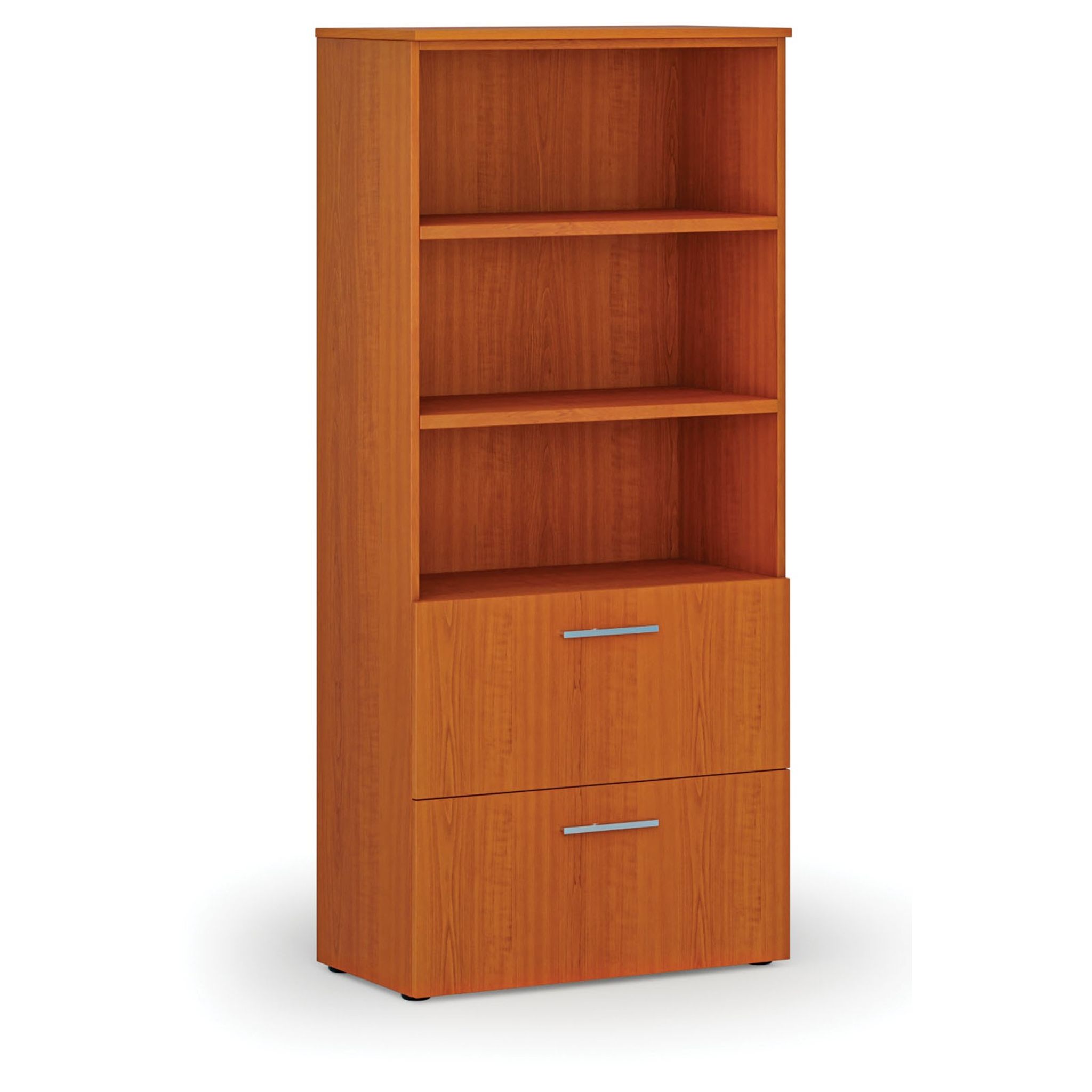 Skříň se zásuvkami pro závěsné složky PRIMO WOOD, 800 x 420 x 1781 mm, třešeň