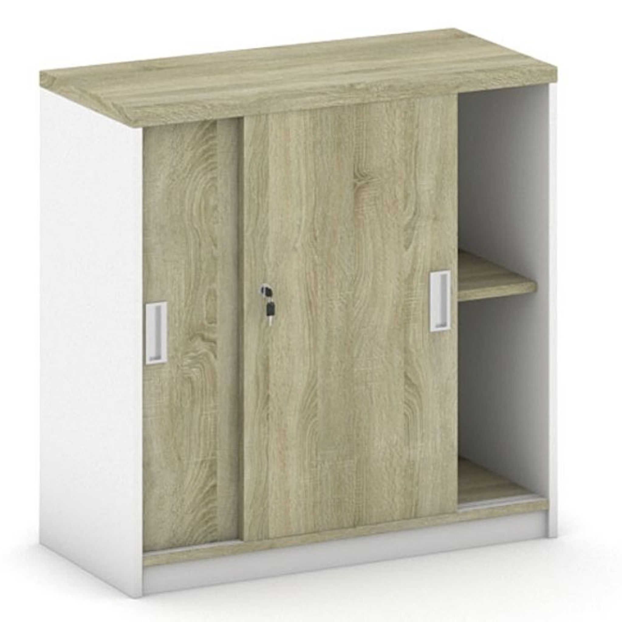 Skříň zasouvací MIRELLI, 800 x 400 x 800 mm, bílá/dub sonoma