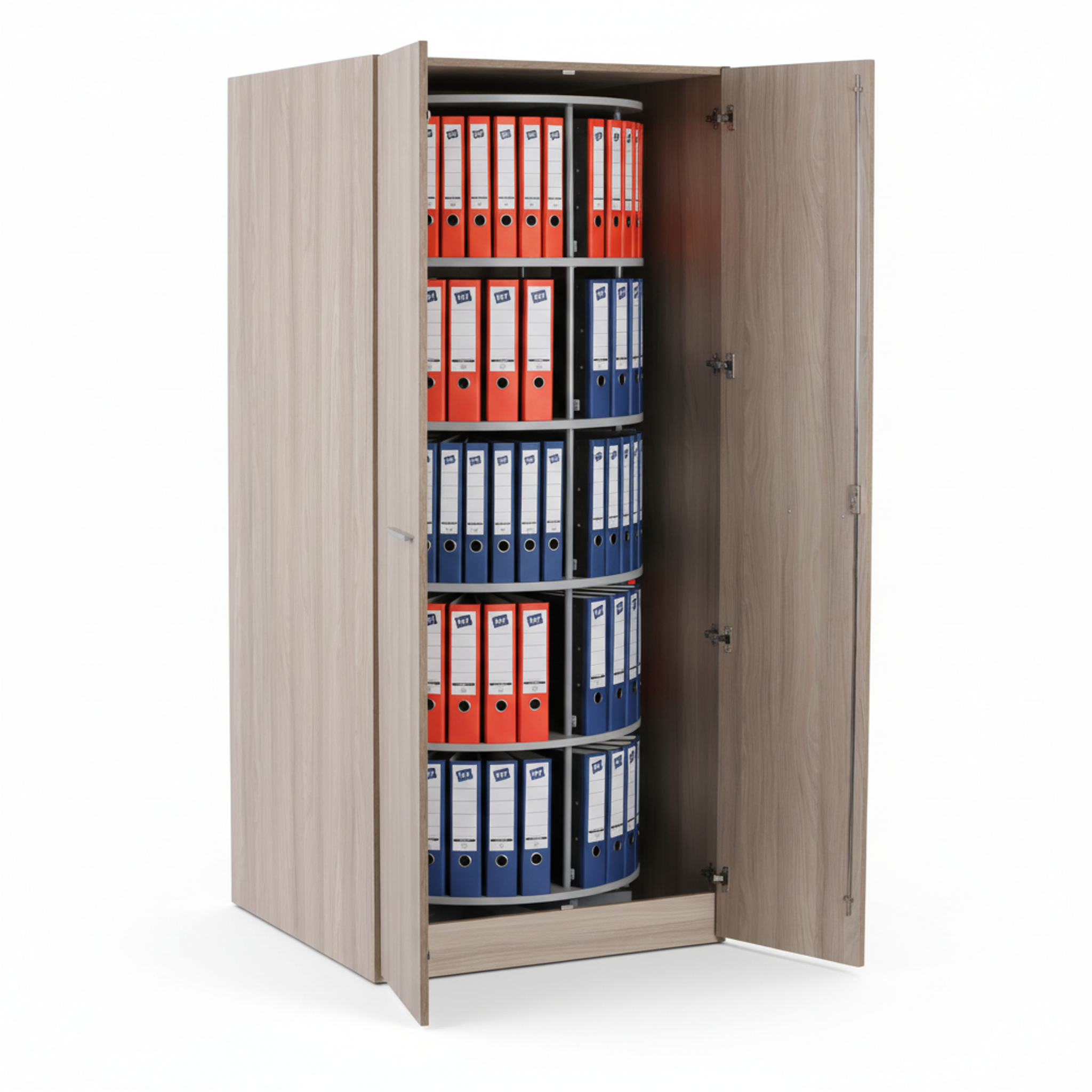 Skriňa s otočným regálom na šanóny, 5 poschodí, uzamykateľná, dub prírodný