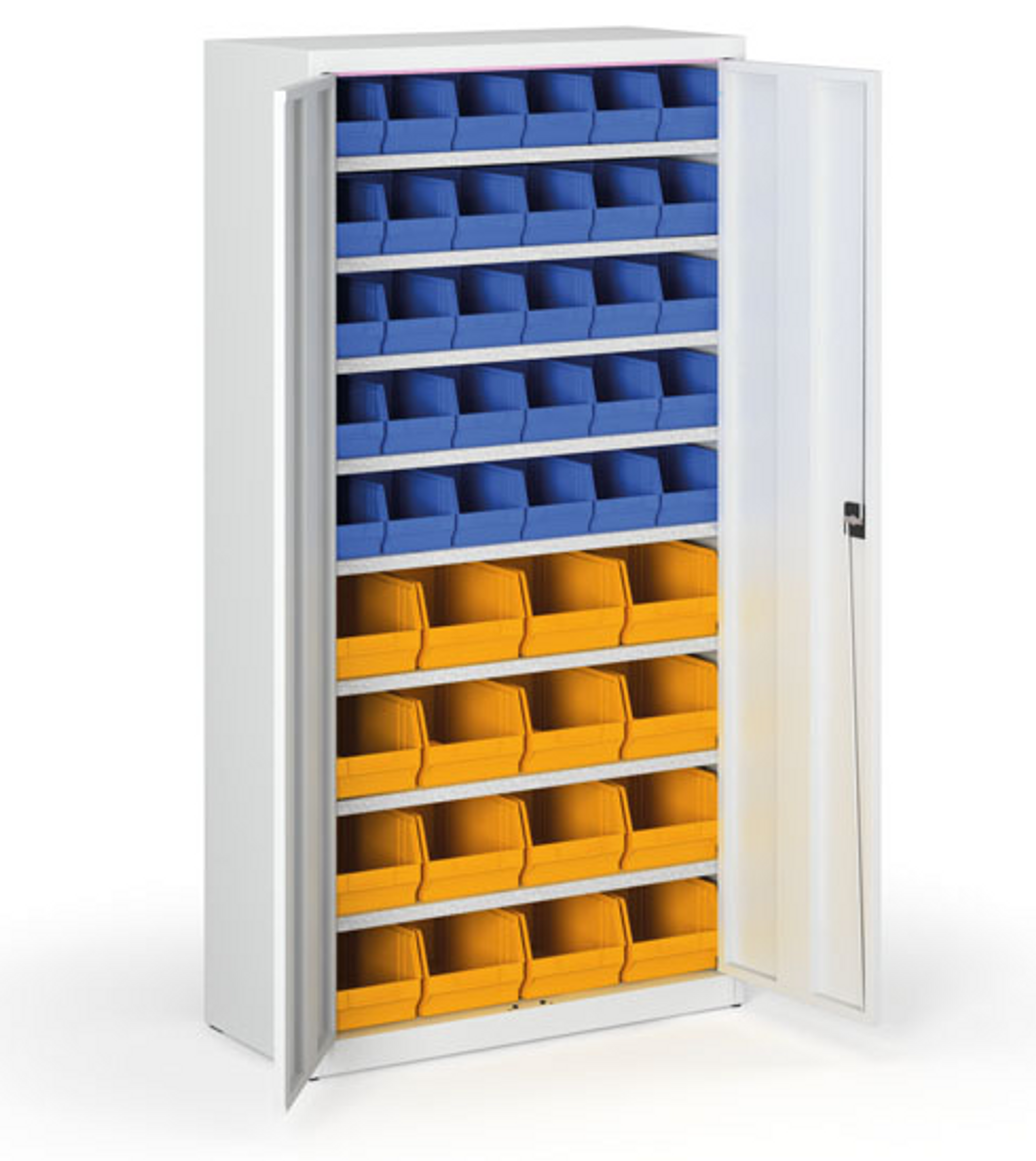 Skriňa s plastovými boxami BASIC - 1800 x 400 x 920 mm, 30xB/16xC