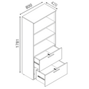 Skriňa so zásuvkami pre závesné zložky PRIMO WHITE, 800 x 420 x 1781 mm, biela/dub prírodná