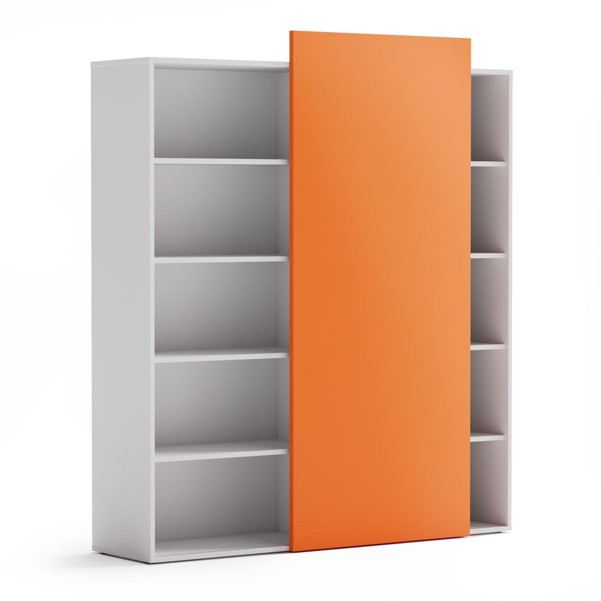 Skriňa vysoká otvorená BLOCK White, 1600 x 400 x 1748, oranžová