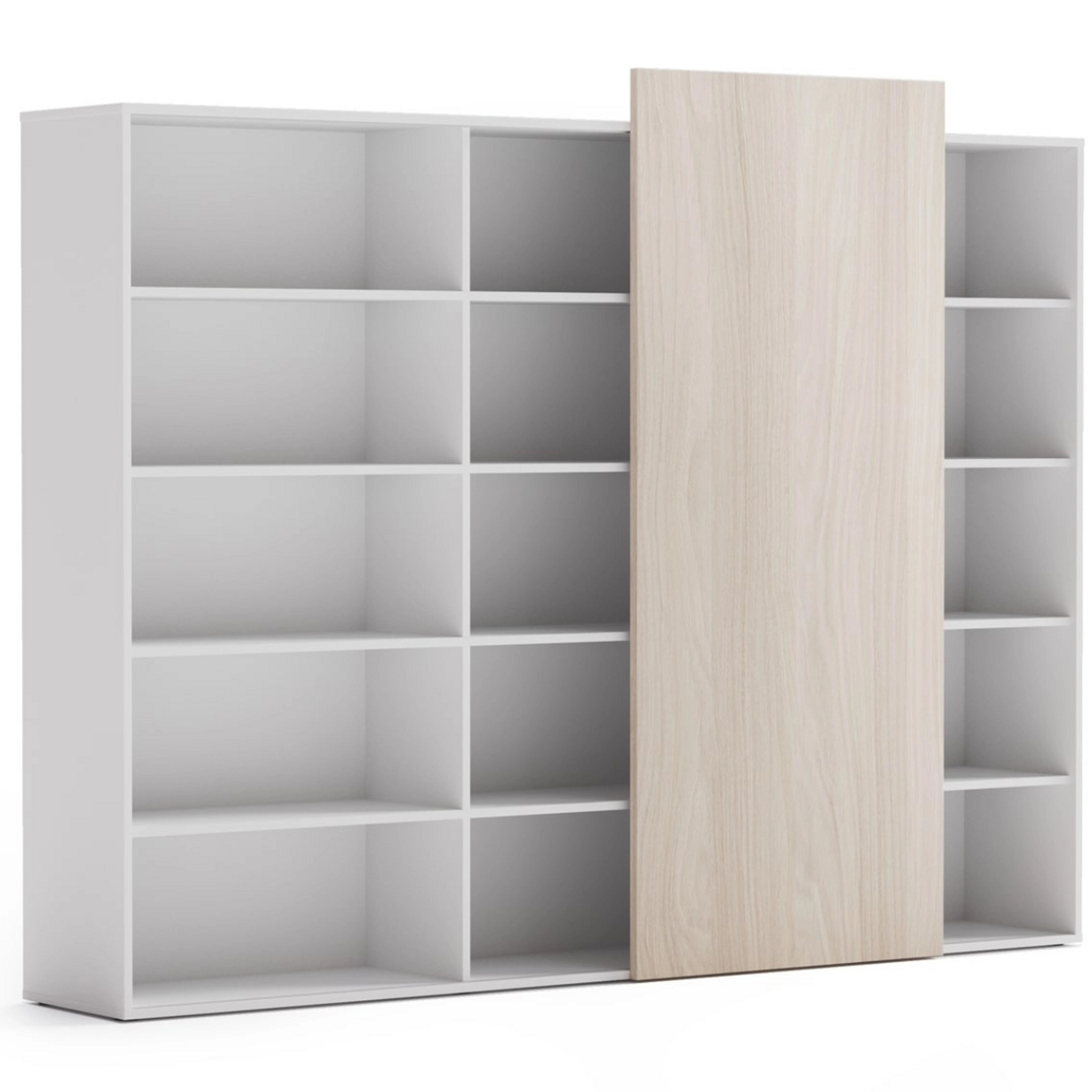 Skriňa vysoká otvorená dlhá BLOCK White, 2390 x 400 x 1748, dub prírodný