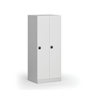 Snížená šatní skříňka, 2 oddíly, 1500 x 600 x 500 mm, demont, RFID zámek, laminované dveře, bílá