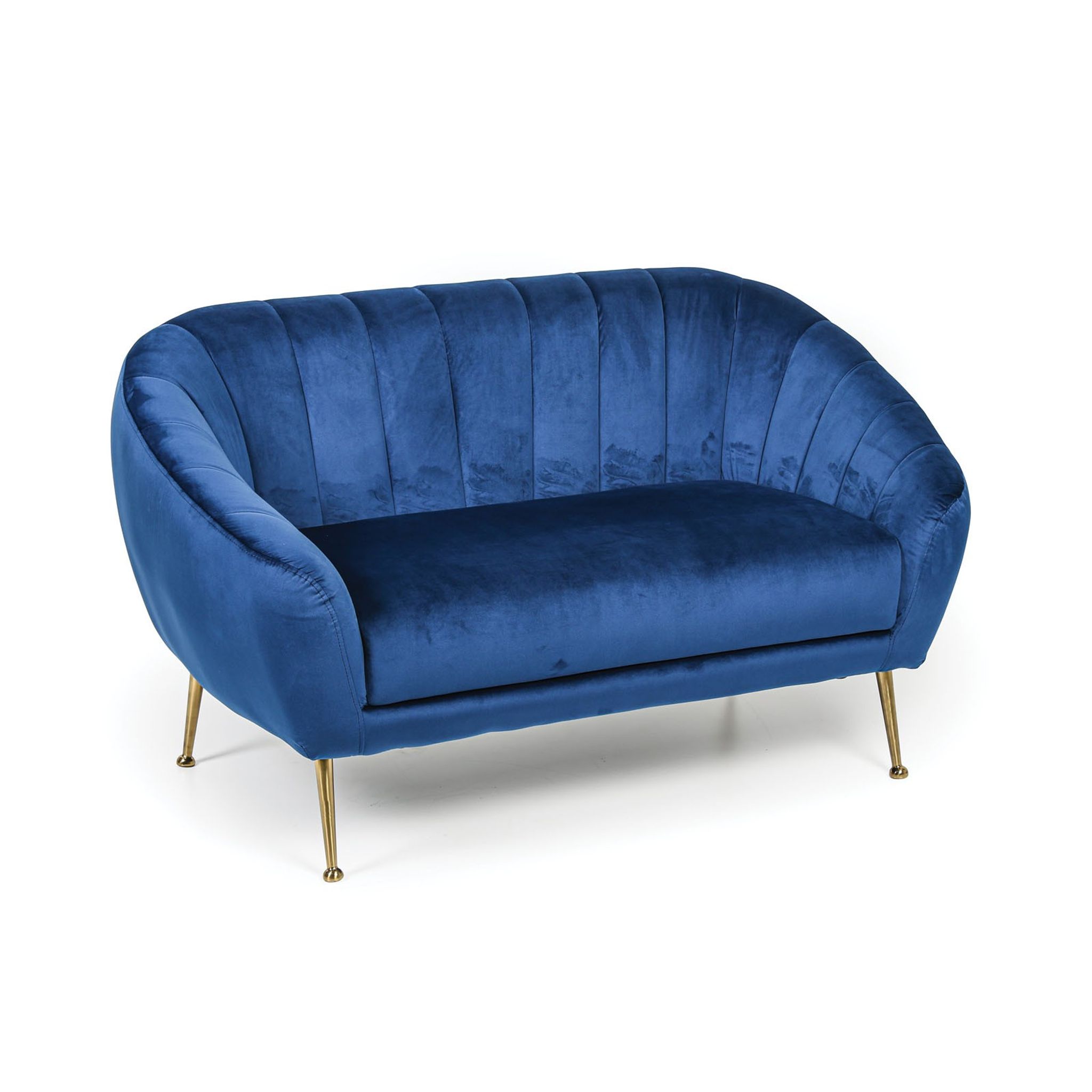 Sofa Wildleder MARLENE, 2 Sitzplätze, blau