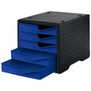 Sortierbox, 5 Schubladen, schwarz/blau