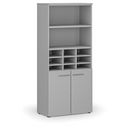 Sortierregal PRIMO GRAY mit Türen, 1781 x 800 x 420 mm, 9 Fächer, grau