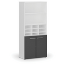 Sortierregal PRIMO WHITE mit Türen, 800 x 420 x 1781 mm, 9 Fächer, weiß / Graphit