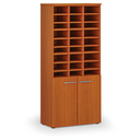 Sortierregal PRIMO WOOD mit Türen, 800 x 420 x 1781 mm, 27 Fächer, Kirschbaum