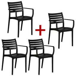 Stapelstuhl aus Kunststoff SLENDER 3+1 GRATIS, schwarz