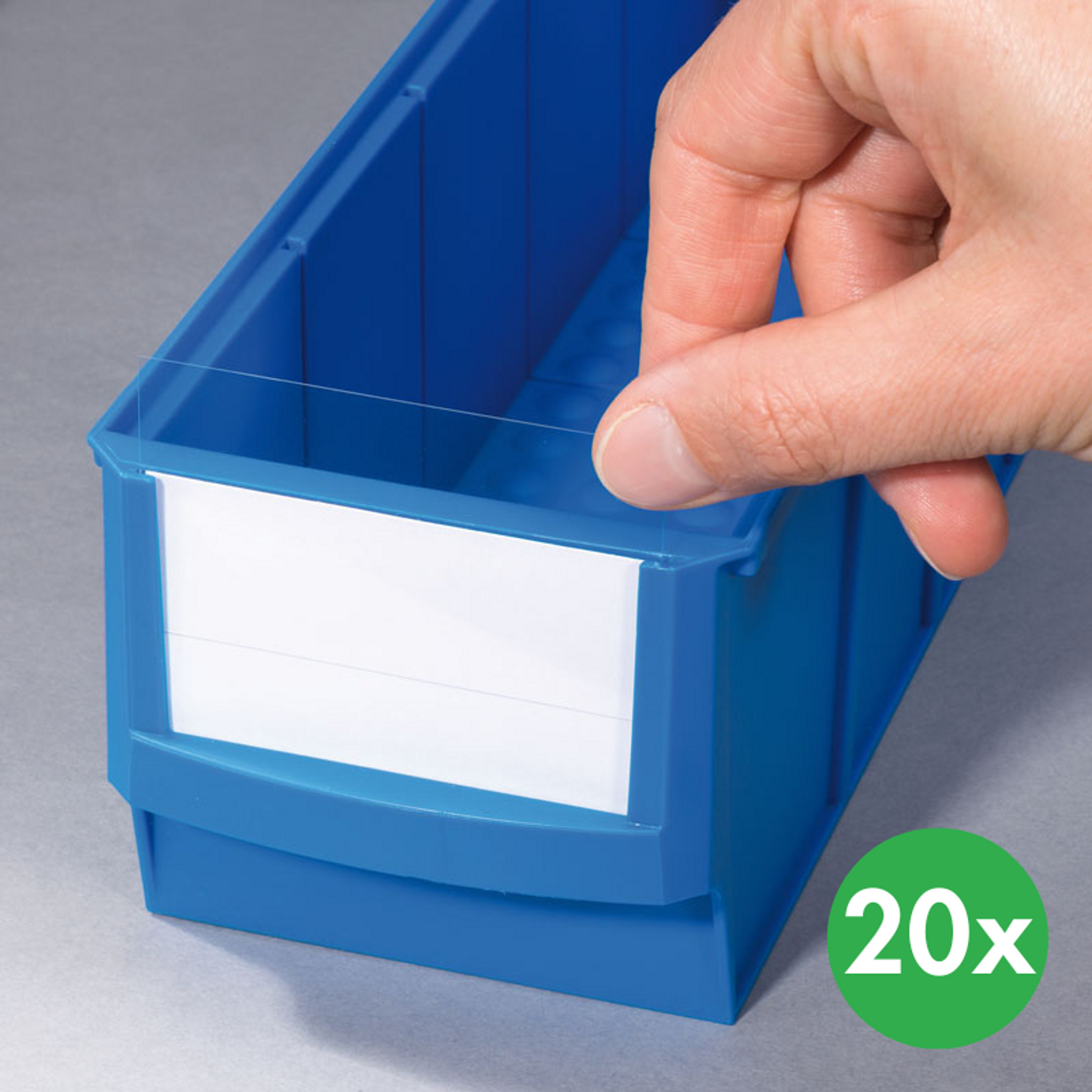 Štítky pro popis plastových boxů ShelfBox, šířka 70 mm, 20 ks