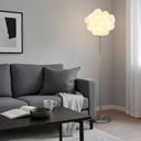 Stojacia lampa BALOON WHITE, chróm + biele sklo