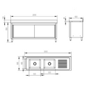 Stół do mycia ze stali nierdzewnej z szafką, 2 zlewozmywaki, 2000 x 600 x 850 mm