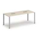 Stôl INFINITY 2000 x 900 x 750, breza + 2x stolná zásuvka TYP III, strieborná
