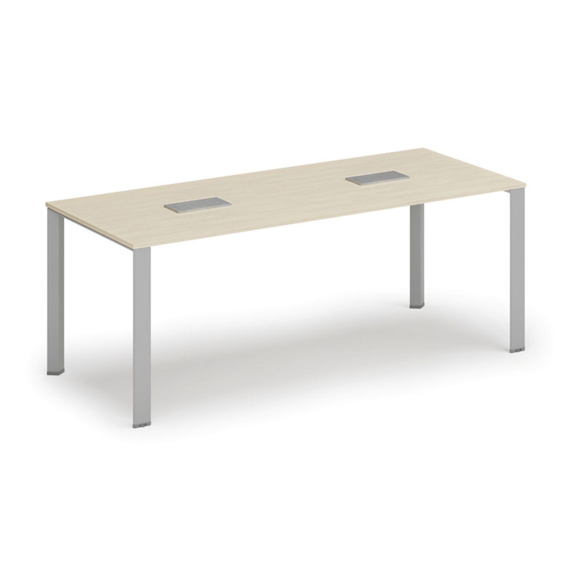 Stôl INFINITY 2000 x 900 x 750 + 2x stolná zásuvka TYP III, strieborná