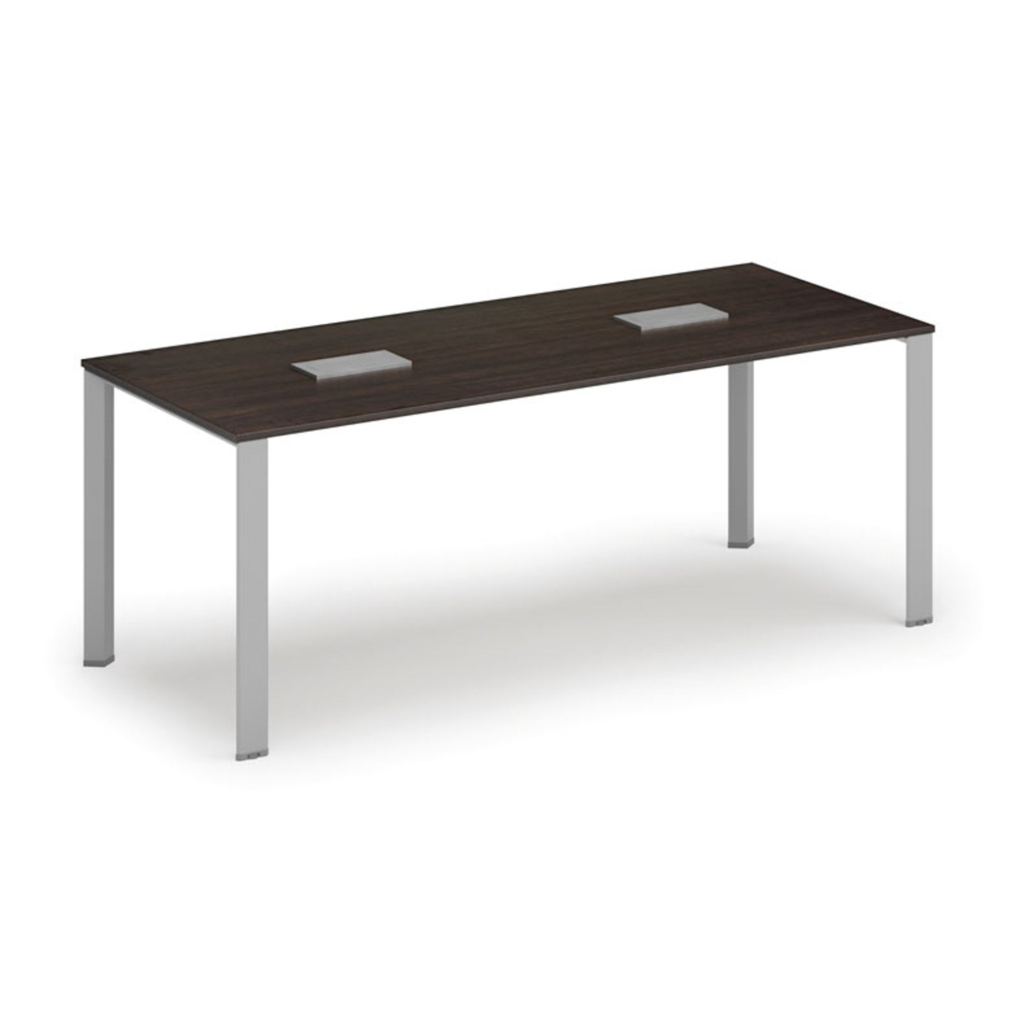 Stôl INFINITY 2000 x 900 x 750, wenge + 2x stolná zásuvka TYP III, strieborná