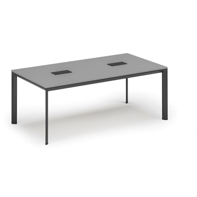 Stôl INVITATION 2000 x 1000 x 740, sivá + 2x stolná zásuvka TYP II, čierna