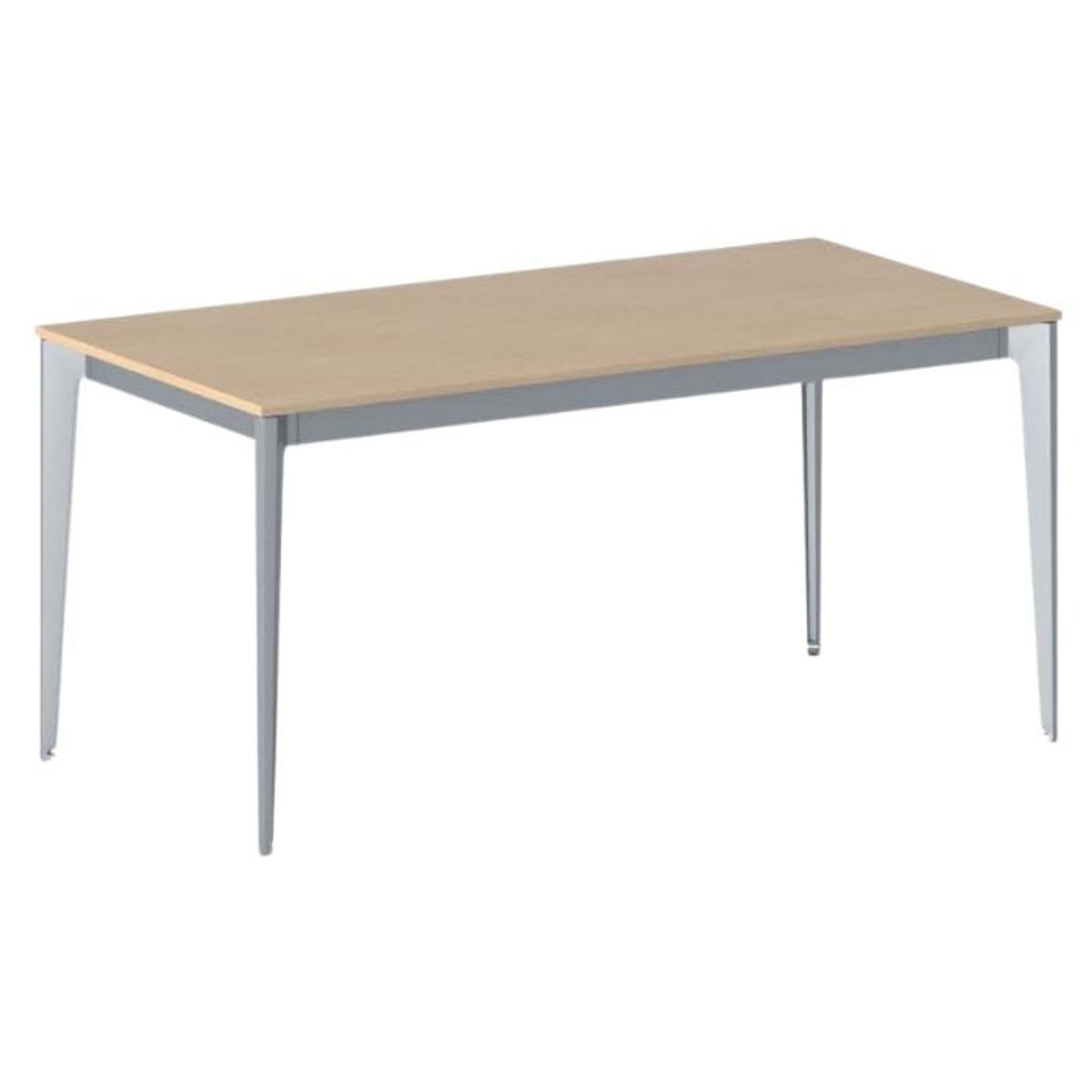 Stół konferencyjny do biura PRIMO ACTION, 160x80 cm, szaro-srebrna podstawa, buk