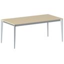 Stół konferencyjny do biura PRIMO ACTION, 180x90 cm, szaro-srebrna podstawa, brzoza