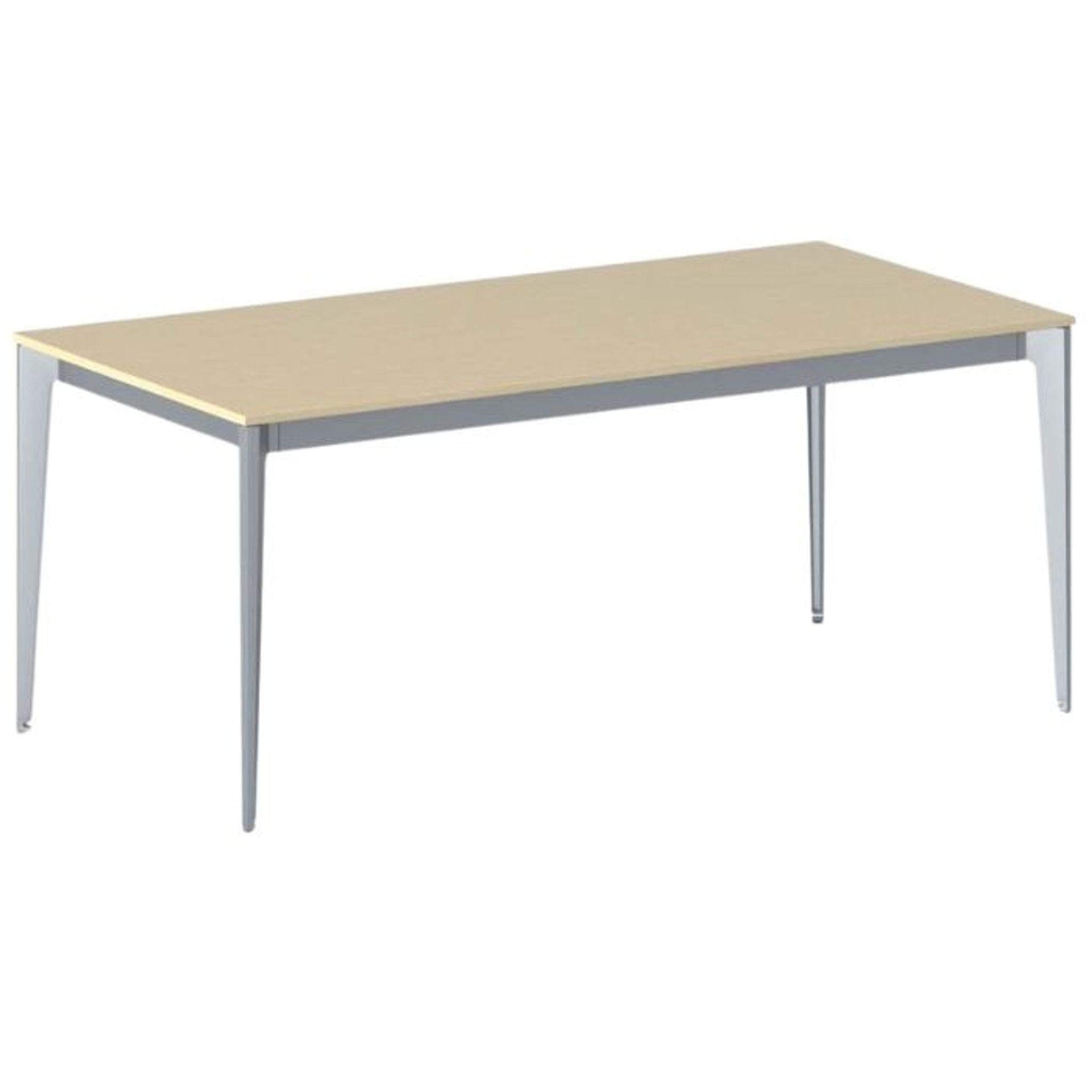 Stół konferencyjny do biura PRIMO ACTION, 180x90 cm, szaro-srebrna podstawa, brzoza
