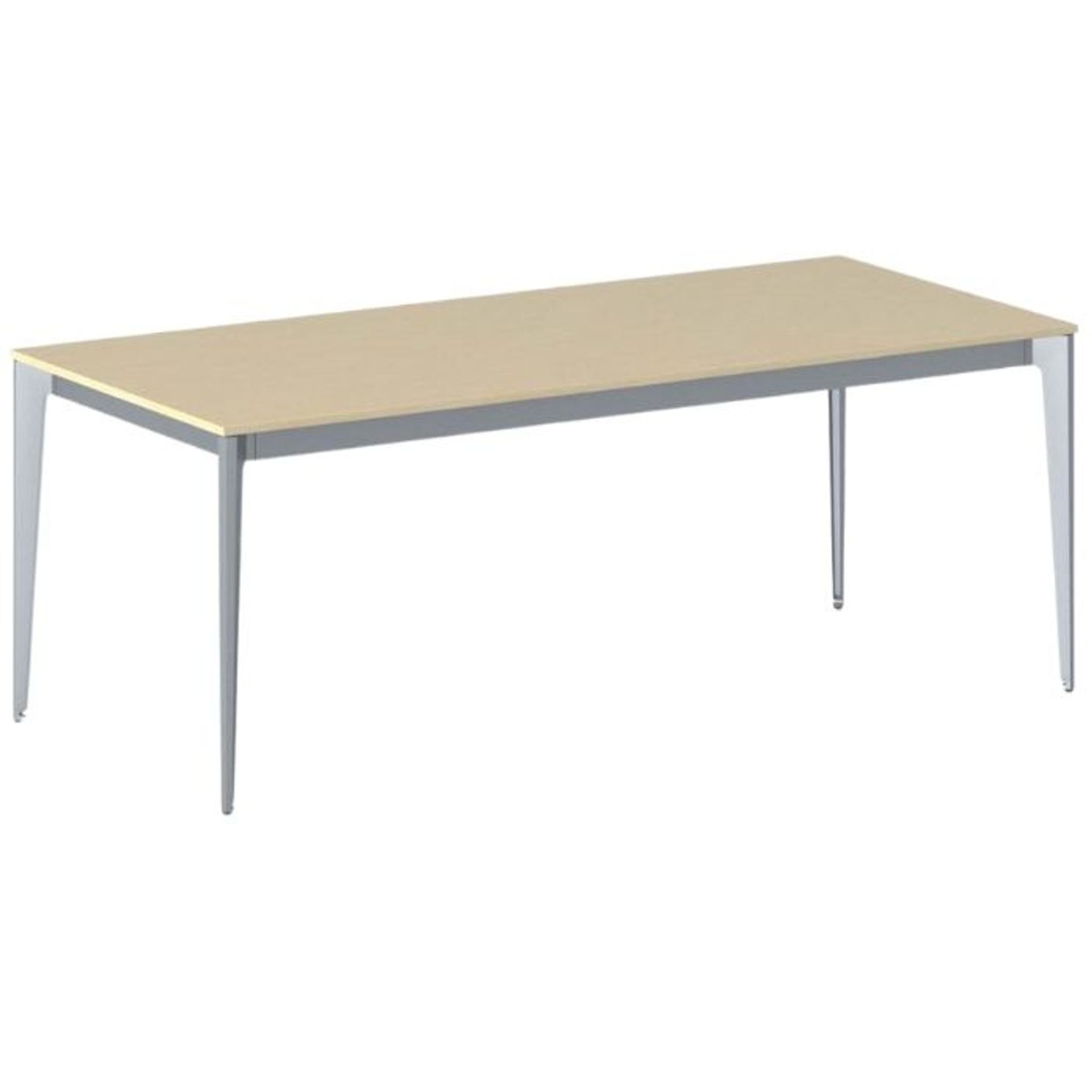 Stół konferencyjny do biura PRIMO ACTION, 200x90 cm, szaro-srebrna podstawa, brzoza