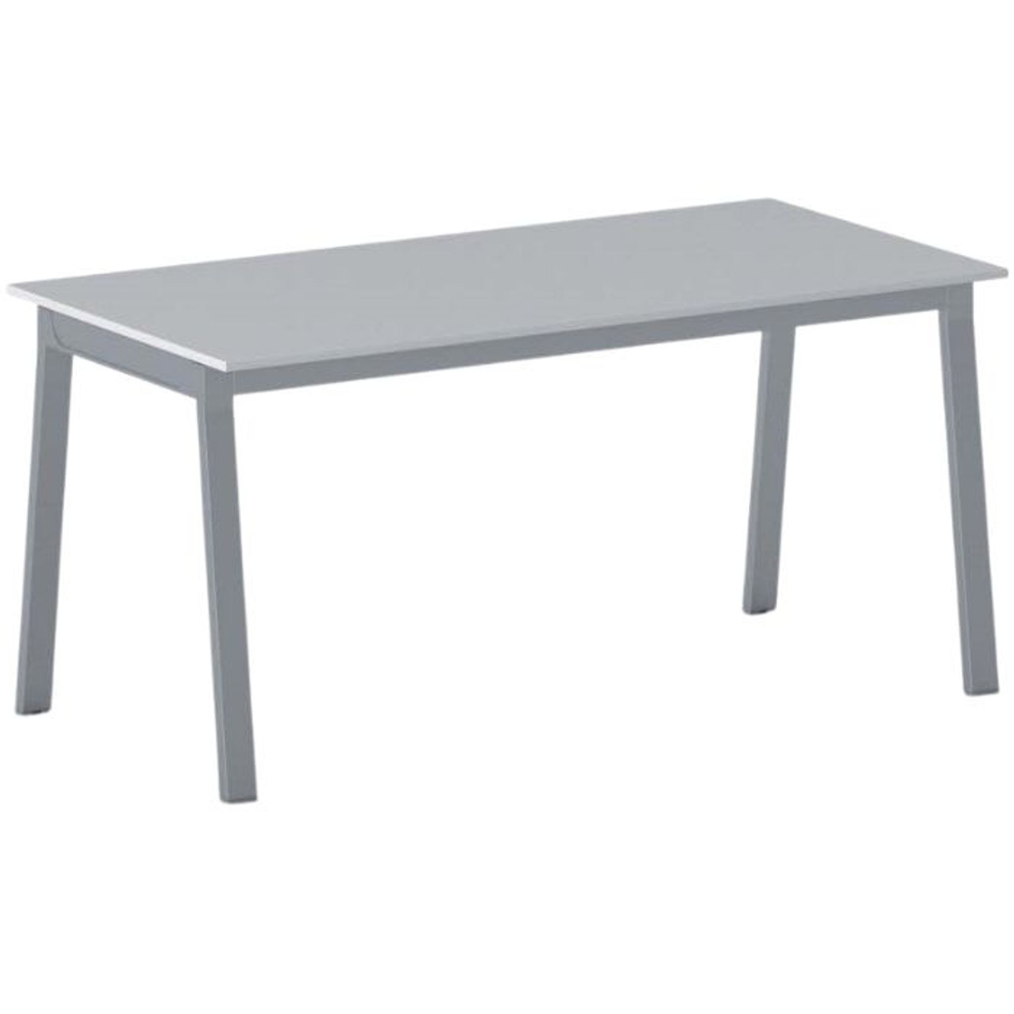 Stół konferencyjny do biura PRIMO BASIC, 160x80 cm, szaro-srebrna podstawa, szary