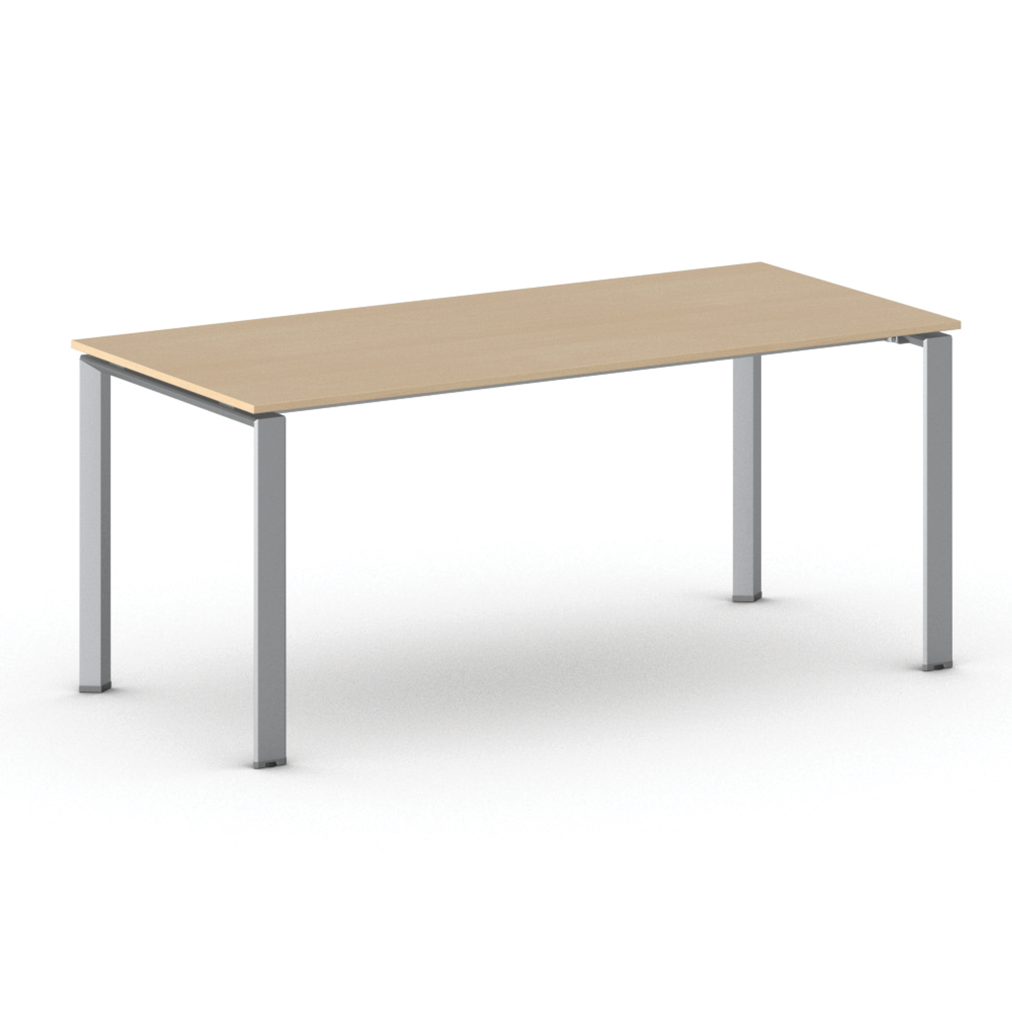 Stół konferencyjny do biura PRIMO INFINITY, 180x90 cm, szaro-srebrna podstawa, buk