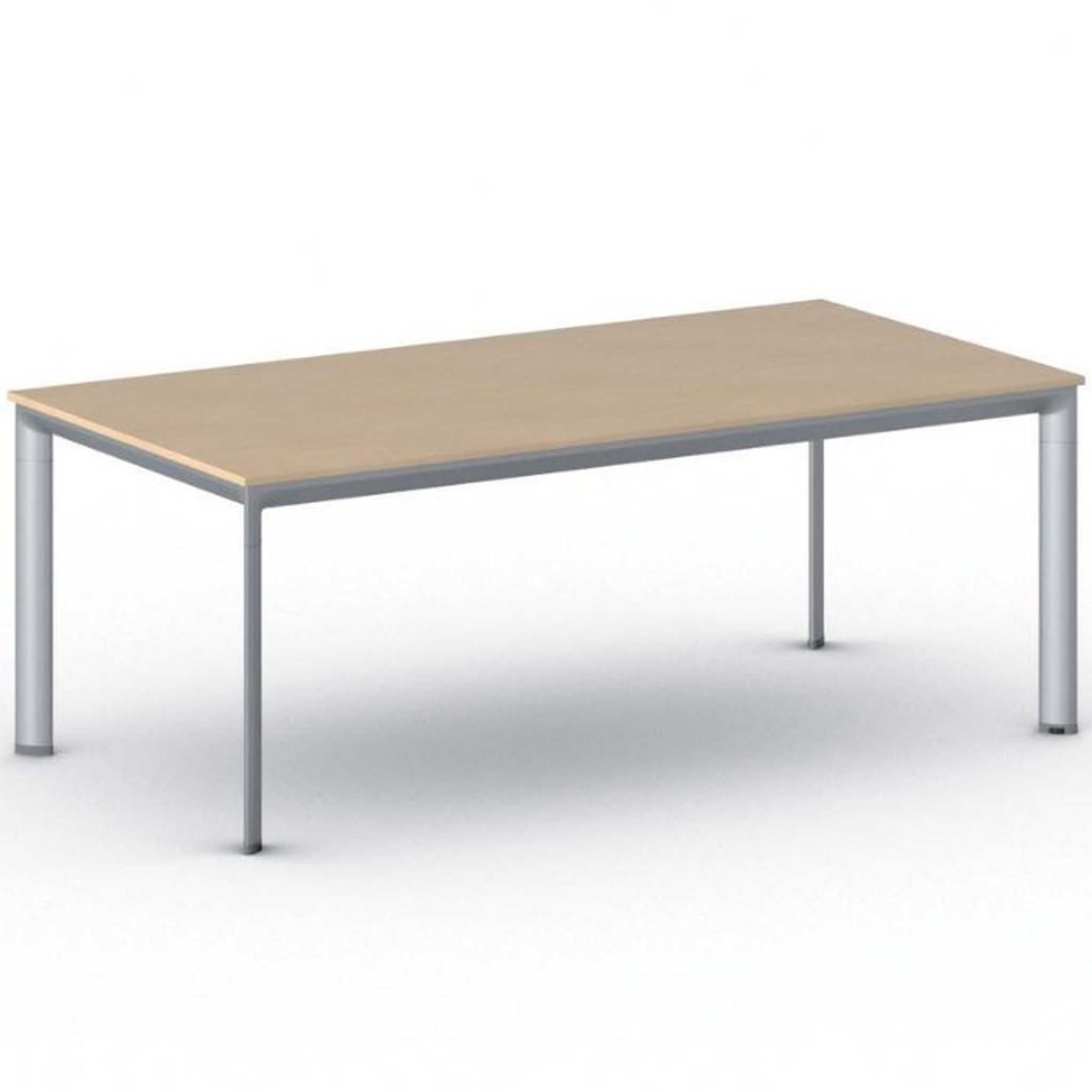 Stół konferencyjny do biura PRIMO INVITATION, 200x100 cm, szaro-srebrna podstawa, buk