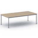 Stół konferencyjny do biura PRIMO INVITATION, 240x120 cm, szaro-srebrna podstawa, buk