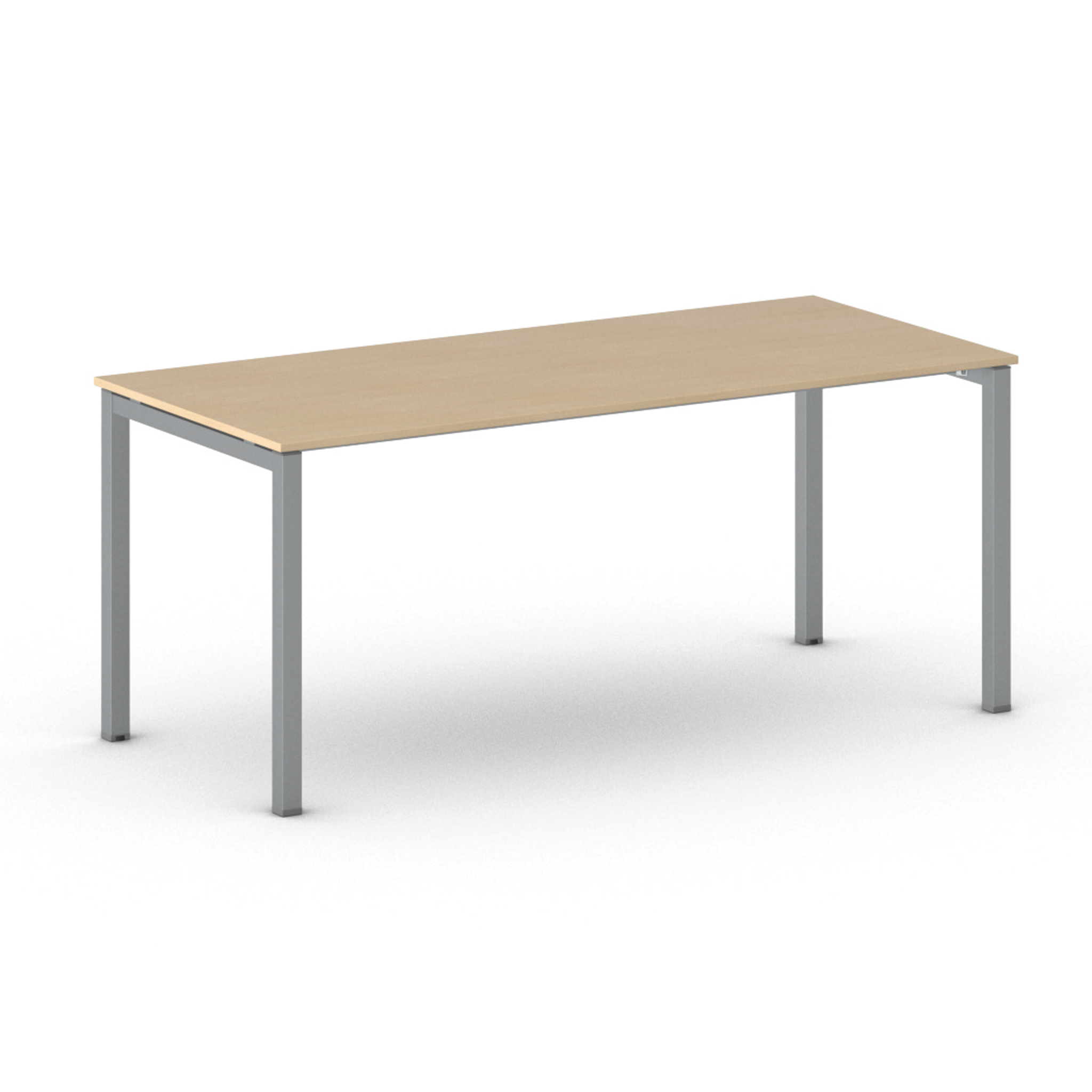 Stół konferencyjny do biura PRIMO SQUARE, 180x80 cm, szaro-srebrna podstawa, buk