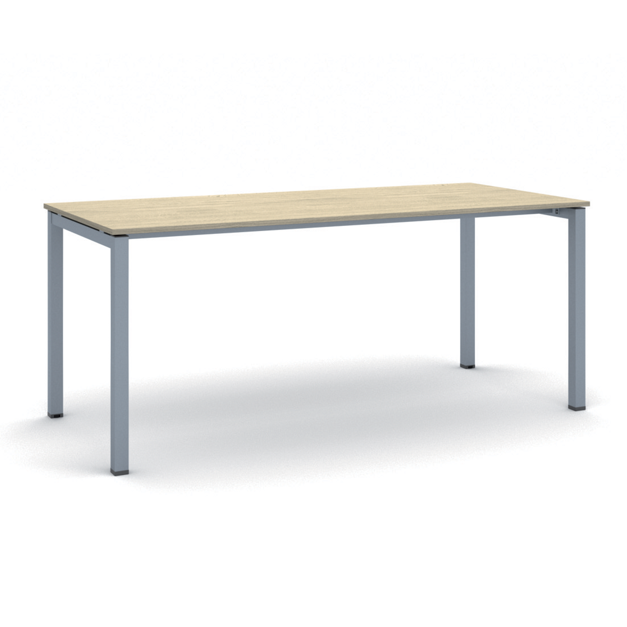 Stół konferencyjny do biura PRIMO SQUARE, 180x80 cm, szaro-srebrna podstawa, dąb naturalny
