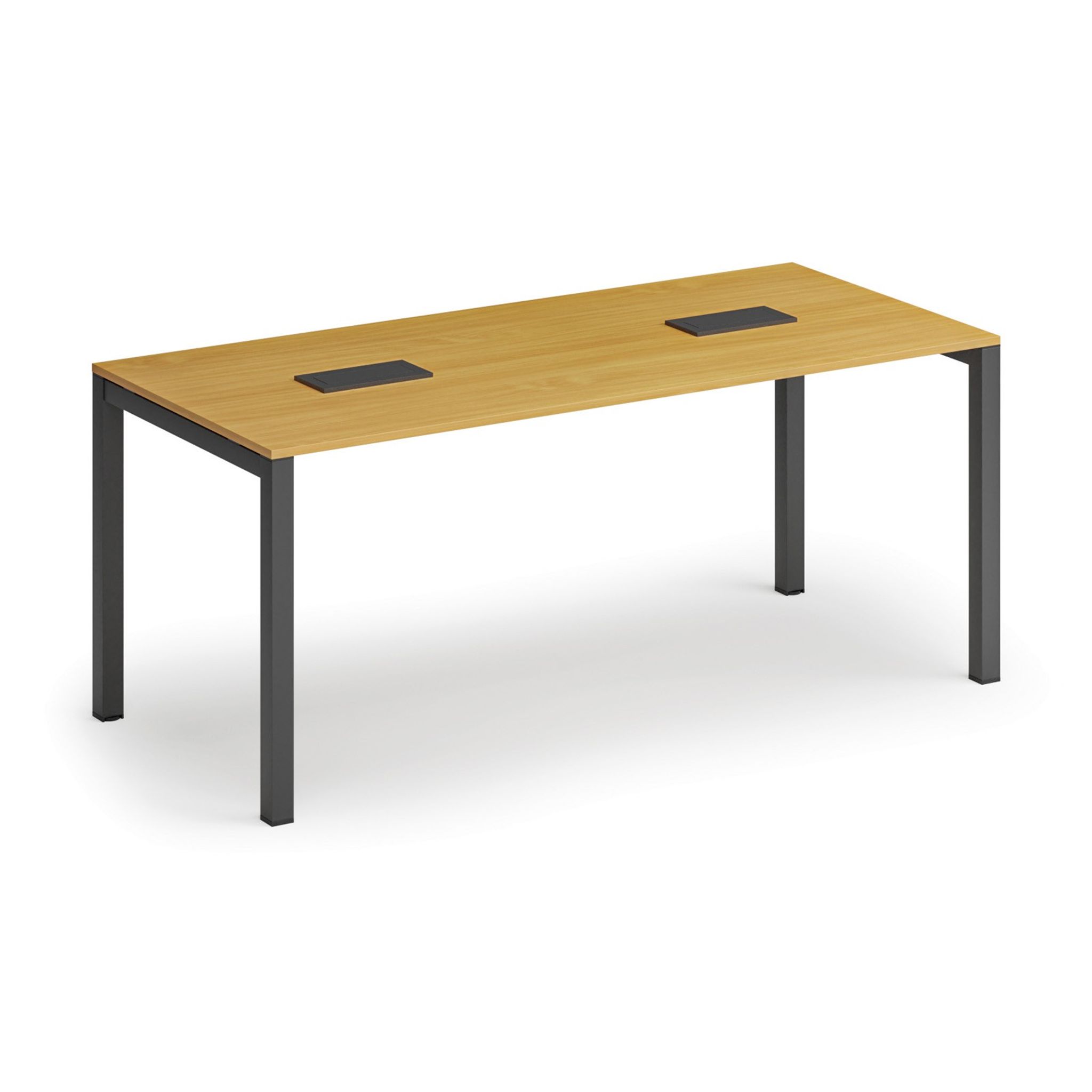 Stół konferencyjny PRIMO SQUARE, 180x80 cm, buk + 2x port blatowy TYP II, czarny