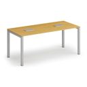 Stół konferencyjny PRIMO SQUARE, 180x80 cm, szaro-srebrna podstawa, buk + 2x port blatowy TYP I, srebrny