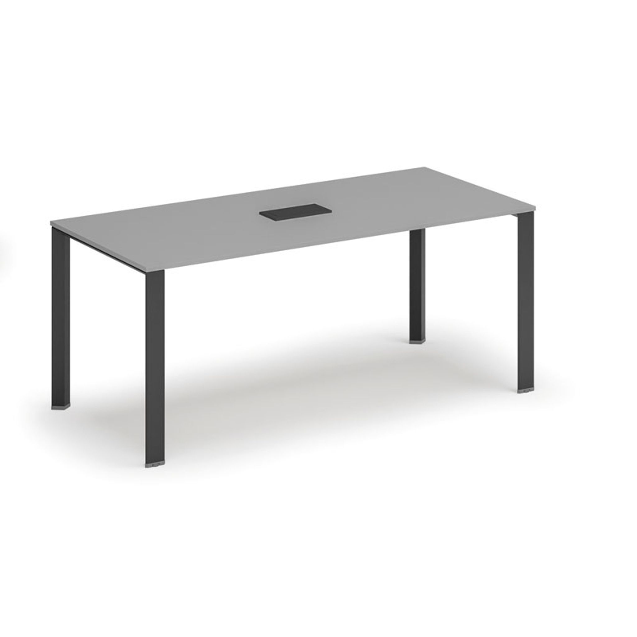 Stôl PRIMO INFINITY 1800 x 900 x 750, sivá + stolová zásuvka TYP IV, čierna