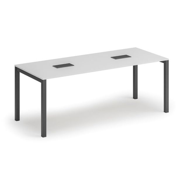 Stôl SQUARE 2000 x 800 x 750, biela + 2x stolná zásuvka TYP III, čierna