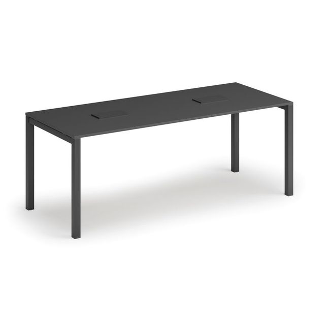 Stôl SQUARE 2000 x 800 x 750, grafit + 2x stolná zásuvka TYP I, čierna