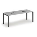 Stôl SQUARE 2000 x 800 x 750, sivá + 2x stolná zásuvka TYP II, čierna