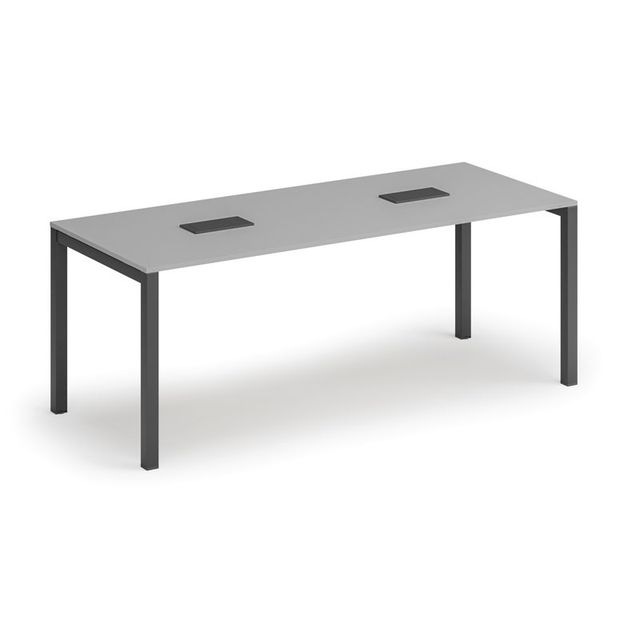 Stôl SQUARE 2000 x 800 x 750, sivá + 2x stolná zásuvka TYP V, čierna