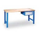 Stół warsztatowy z regulacją wysokości GÜDE z szafką na narzędzia, 1 szuflada, 1200 x 685 x 850 - 1050 mm, niebieski