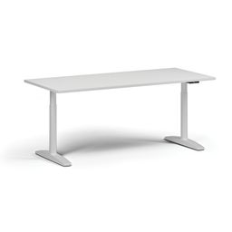 Stół z regulacją wysokości OBOL, elektryczny, 675-1325 mm, blat 1800x800 mm, zaokrąglona podstawa biała, biała