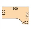 Stół z regulacją wysokości OBOL, elektryczny, 675-1325 mm, narożnik prawy, blat 1800x1200 mm, zaokrąglona podstawa szara, buk