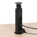 Stolní vysouvací zásuvka, 3× 230 V, USB-A, USB-C, černá
