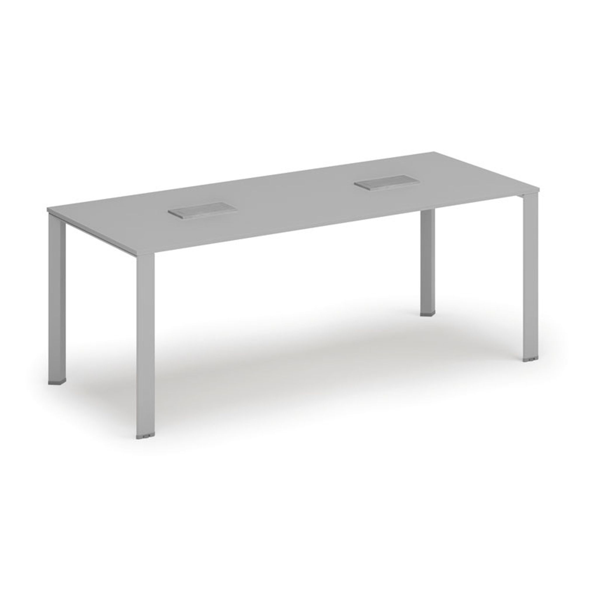 Stůl INFINITY 2000 x 900 x 750, šedá + 2x stolní zásuvka TYP III, stříbrná