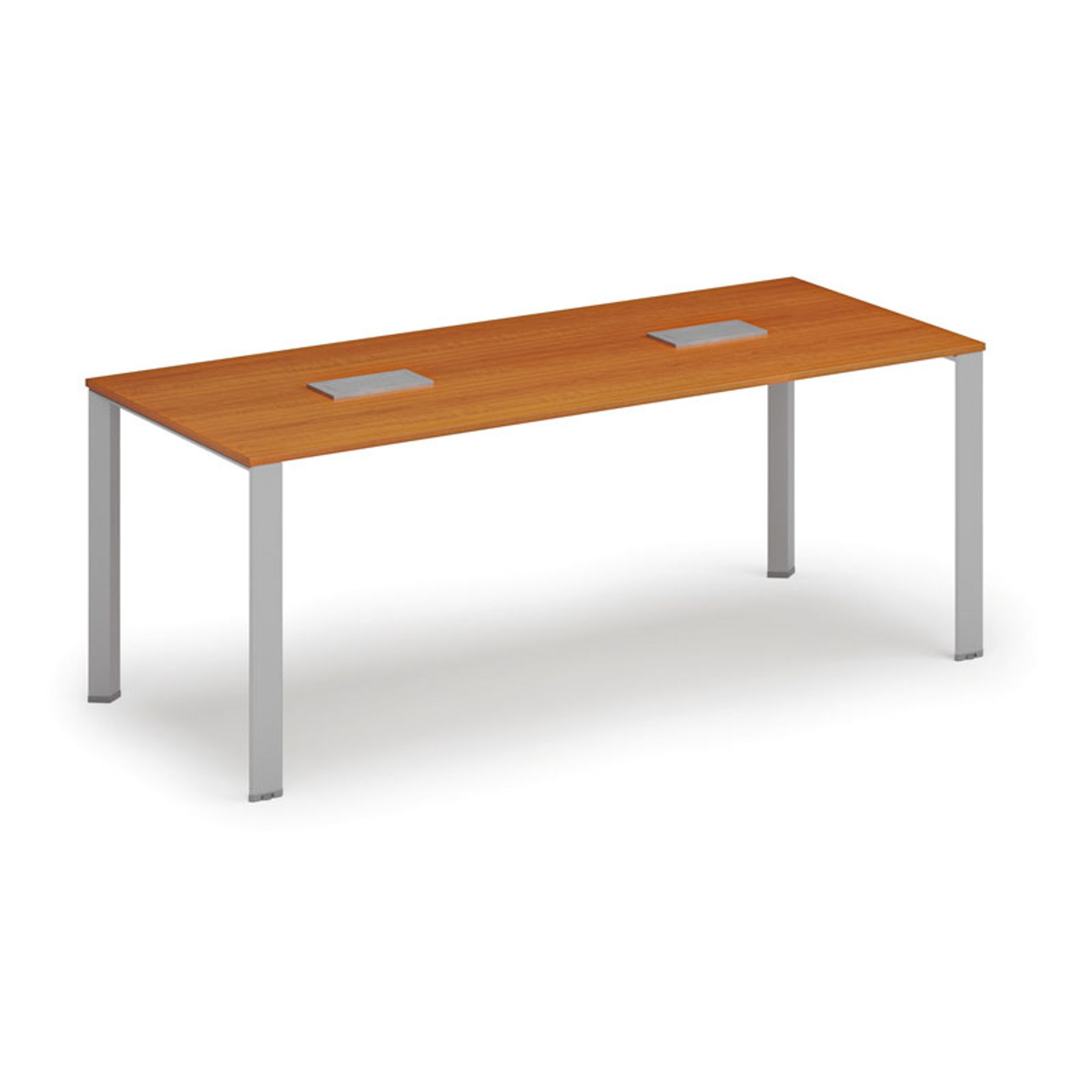 Stůl INFINITY 2000 x 900 x 750, třešeň + 2x stolní zásuvka TYP III, stříbrná
