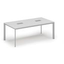 Stůl INVITATION 2000 x 1000 x 740, bílá + 2x stolní zásuvka TYP II, stříbrná