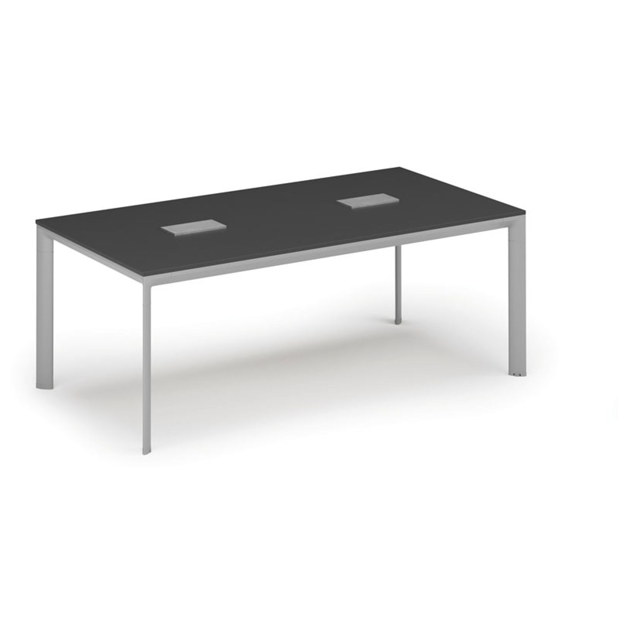 Stůl INVITATION 2000 x 1000 x 740, grafit + 2x stolní zásuvka TYP I, stříbrná